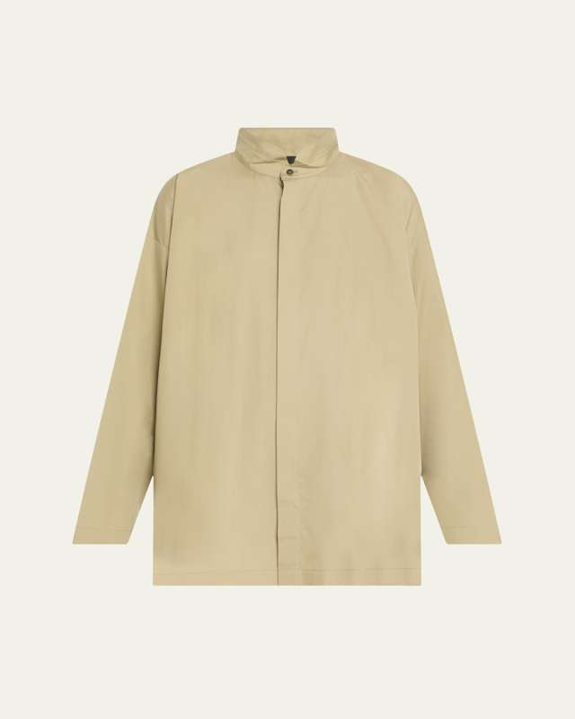 Slim A-Line Double Stand-Collar Shirt With Stepped Insert (Long Length)